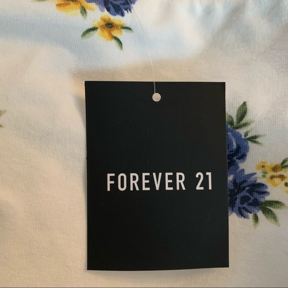 Forever 21 Floral Dress Off White Summer Sheath Ruffle Short Sleeves Sz S NWT - Picture 6 of 10